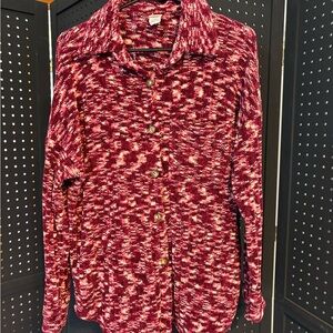 7th Ray Burgundy and White Button-Down Shirt